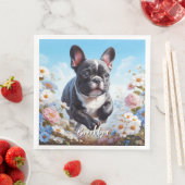 Bulldog & White French Blume Serviette (Beispiel)