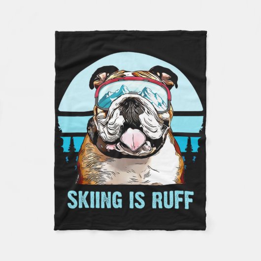 Bulldog Winterski ist Ruff Ski Hund Lover Fleecedecke (Vorderseite)