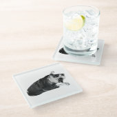 Bulldog with Cheerful Expression Glasuntersetzer (Schrägansicht)