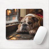 Bulldog with Christmas Lights Holiday Mousepad (Mit Mouse)