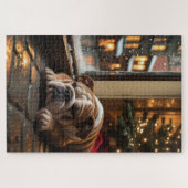Bulldog with Christmas Lights Holiday Puzzle (Horizontal)