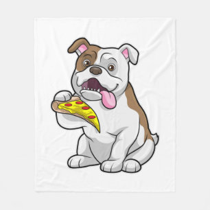 Bulldog with Piece of Pizza Fleecedecke
