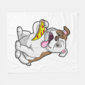 Bulldog with Piece of Pizza Fleecedecke (Vorderseite (Horizontal))