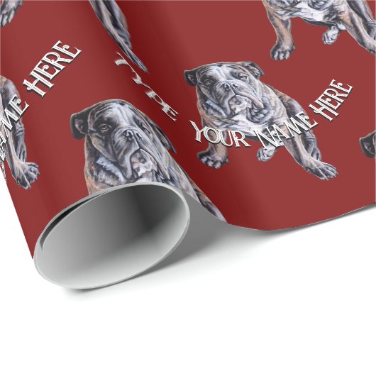 Bulldog Wrapping Paper Custom Dog Weihnachtspapier Geschenkpapier (Rolleneckpunkt)