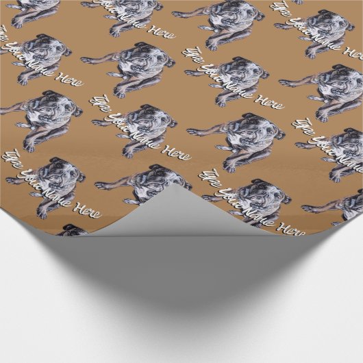 Bulldog Wrapping Paper Custom Dog Weihnachtspapier Geschenkpapier (Ecke)