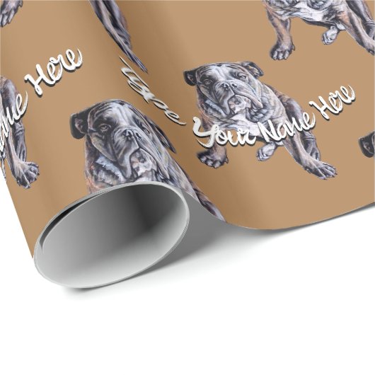 Bulldog Wrapping Paper Custom Dog Weihnachtspapier Geschenkpapier (Rolleneckpunkt)