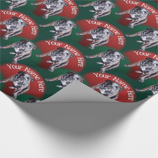 Bulldog Wrapping Paper Custom Dog Weihnachtspapier Geschenkpapier (Ecke)