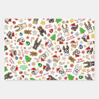 Bulldog-Wrapping Paper - Weihnachtskekse Geschenkpapier Set
