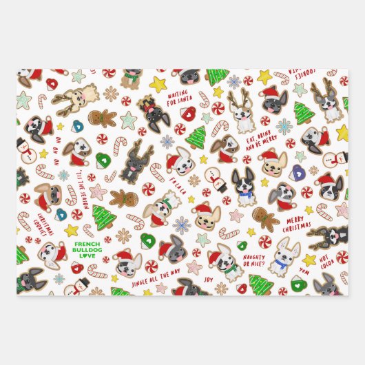 Bulldog-Wrapping Paper - Weihnachtskekse Geschenkpapier Set (Vorderseite 2)