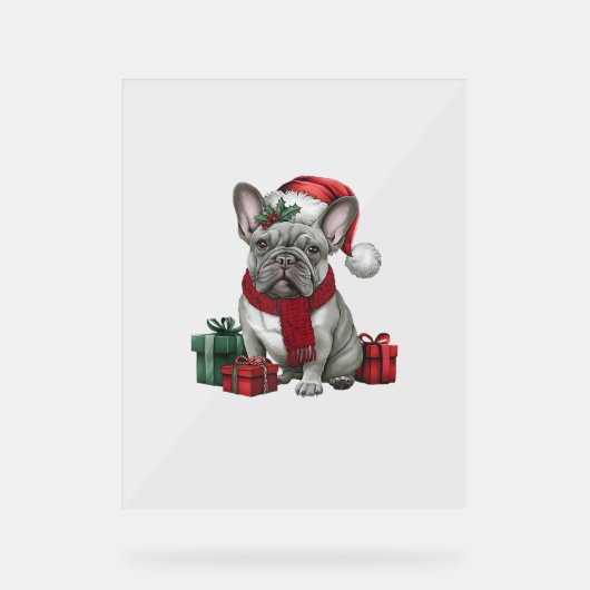 Bulldog Xmas Lighting Santa French Bulldog Acrylschild (Vorderseite)