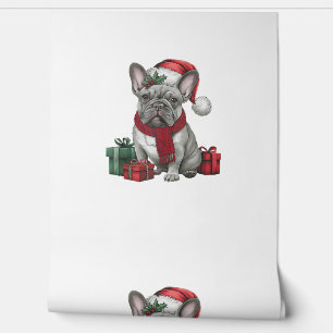 Bulldog Xmas Lighting Santa French Bulldog Tapete
