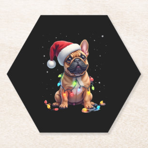 Bulldog Xmas Lighting Santa French Bulldog Untersetzer