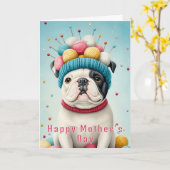 Bulldog, Yarn Hat CX8 Custom Mother Karte (Gelbe Blume)