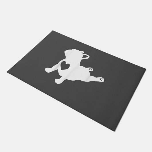 Bulldog Yoga Pose Liebe Heart Workout Geschenk Fußmatte (Schrägansicht)