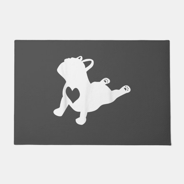 Bulldog Yoga Pose Liebe Heart Workout Geschenk Fußmatte (Vorderseite)