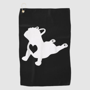 Bulldog Yoga Pose Liebe Heart Workout Geschenk Golfhandtuch