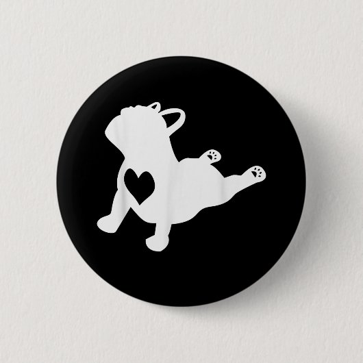 Bulldog Yoga Pose Liebe Herz Workout Geschenk Button (Vorderseite)