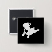 Bulldog Yoga Pose Liebe Herz Workout Geschenk Button (Vorne & Hinten)