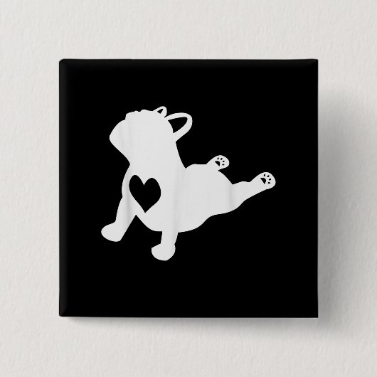 Bulldog Yoga Pose Liebe Herz Workout Geschenk Button (Vorderseite)