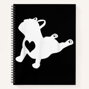 Bulldog Yoga Pose Liebe Herz Workout Geschenk Notizblock