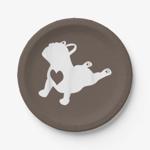 Bulldog Yoga Pose Liebe Herz Workout Geschenk Pappteller