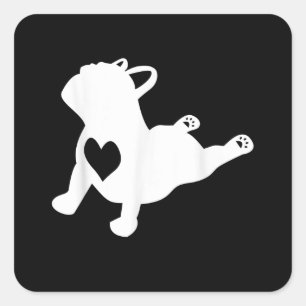 Bulldog Yoga Pose Liebe Herz Workout Geschenk Quadratischer Aufkleber