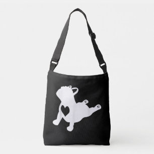 Bulldog Yoga Pose Liebe Herz Workout Geschenk Tragetaschen Mit Langen Trägern