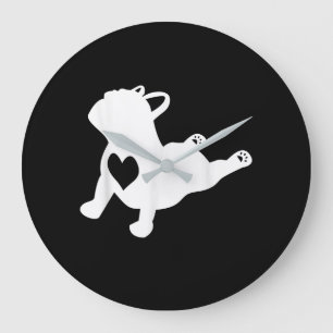Bulldog Yoga Pose Love Heart Workout Gift Große Wanduhr