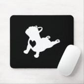 Bulldog-Yoga-Pose mit Herz der Liebe Französisches Mousepad (Mit Mouse)
