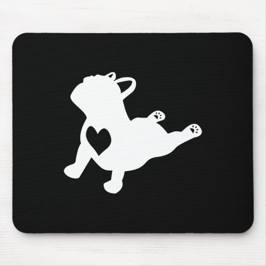 Bulldog-Yoga-Pose mit Herz der Liebe Französisches Mousepad (Vorne)