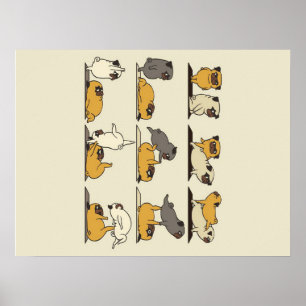 Bulldog-Yoga-Posen   Hunde Yoga Liebhaber Poster