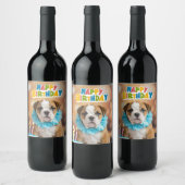 Bulldog zum Geburtstag Weinetikett (Flaschen)