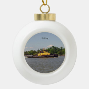 Bulldogball oder Schneeflocke Keramik Kugel-Ornament