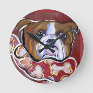 Bulldoge Runde Wanduhr