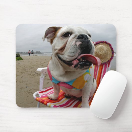 Bulldogge am Strand Mousepad (Mit Mouse)