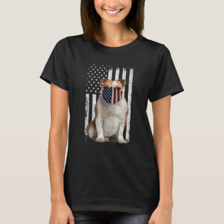 Bulldogge, amerikanische Flagge Patriotischer Bull T-Shirt