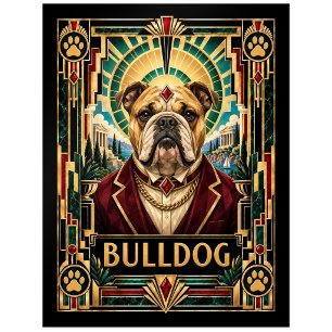 Bulldogge, Art Deco Hund Postkarte
