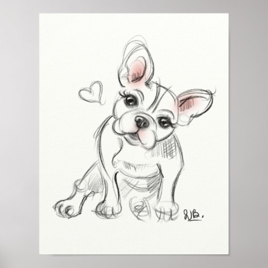 Bulldogge Art Printmedien | Schnellskizze Poster (Vorne)