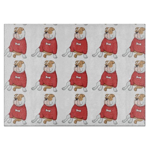 Bulldogge Chillin im Cartoon Schneidebrett (Vorderseite)