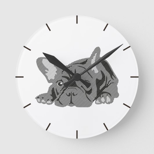 Bulldogge der Linien Runde Wanduhr (Vorderseite)