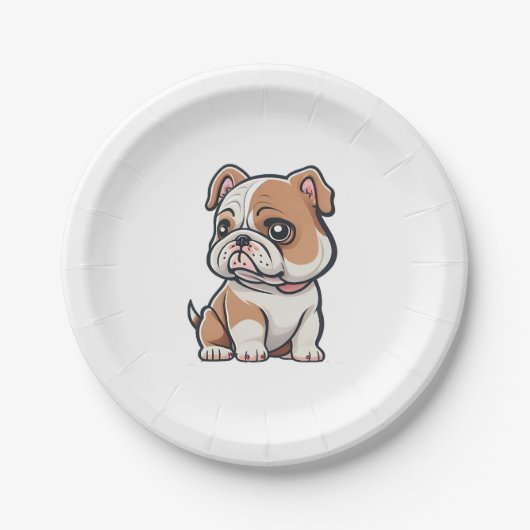 Bulldogge Design für das Kühne, Tapfere und Schöne Pappteller (Vorderseite)