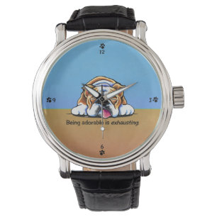 Bulldogge, die entzückende blaue Weg-Leine Art™ Armbanduhr