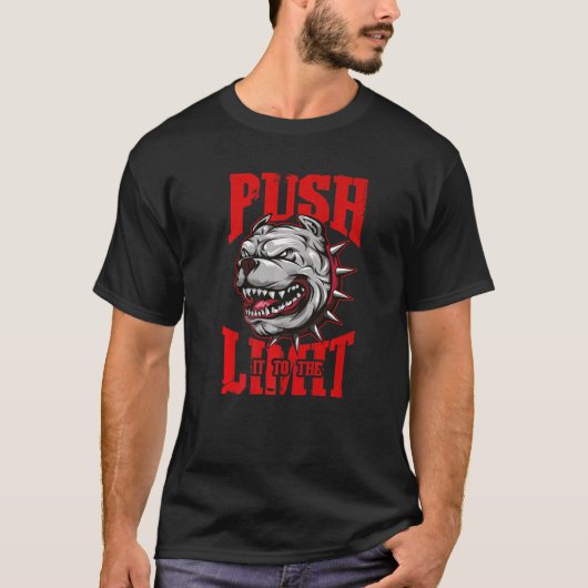 Bulldogge drückte es bis zur Bodybuilding-Workout- T-Shirt (Vorderseite)
