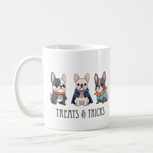 Bulldogge halloween Leckereien & Tricks Kaffeetasse (Links)