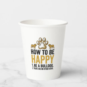 Bulldogge Happy Zitat Vintage Gravur Hunde Liebhab Pappbecher