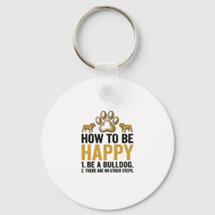 Bulldogge Happy Zitat Vintage Gravur Hunde Liebhab Schlüsselanhänger