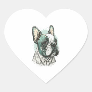 Bulldogge Herz-Aufkleber