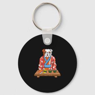 Bulldogge Hund Kimono Kawaii Japanischer Foodie Su Schlüsselanhänger