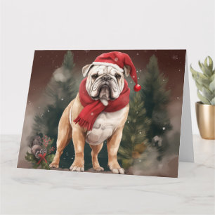 Bulldogge im Schnee Weihnachten Karte