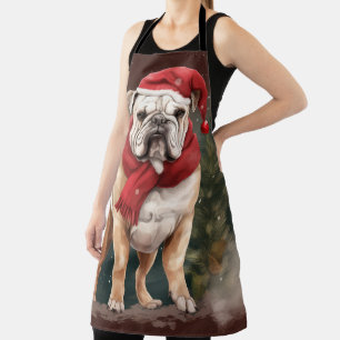 Bulldogge im Schnee Weihnachten Schürze